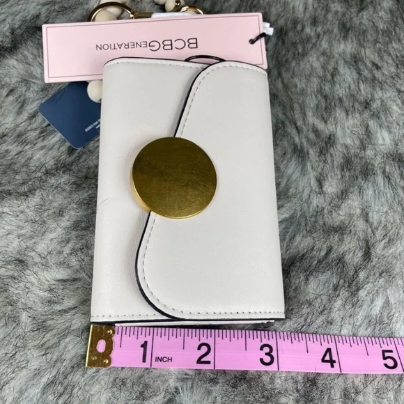 BCBGeneration Small Card Wallet with Beaded Bracelet, Cream NWT - Picture 6 of 9